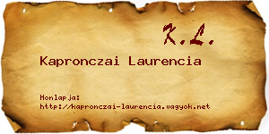 Kapronczai Laurencia névjegykártya
